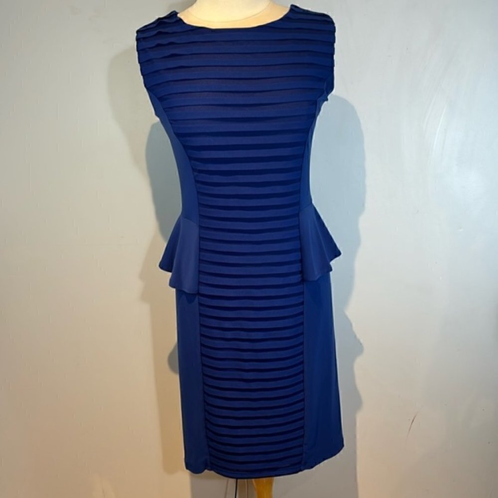 Soirée collection royal blue pullover peplum midi dress size medium